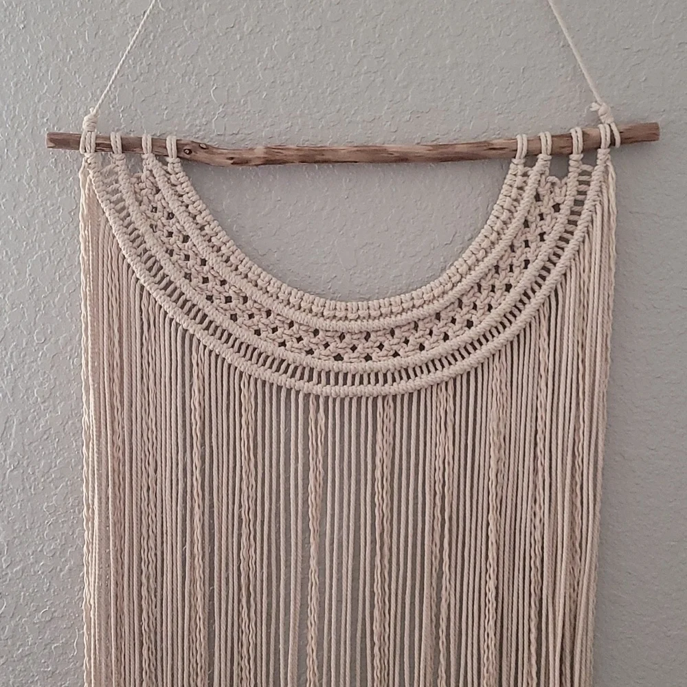 Handcrafted Macrame Wall Hanging Real Oak Natural Boho Catcher and Cord OS